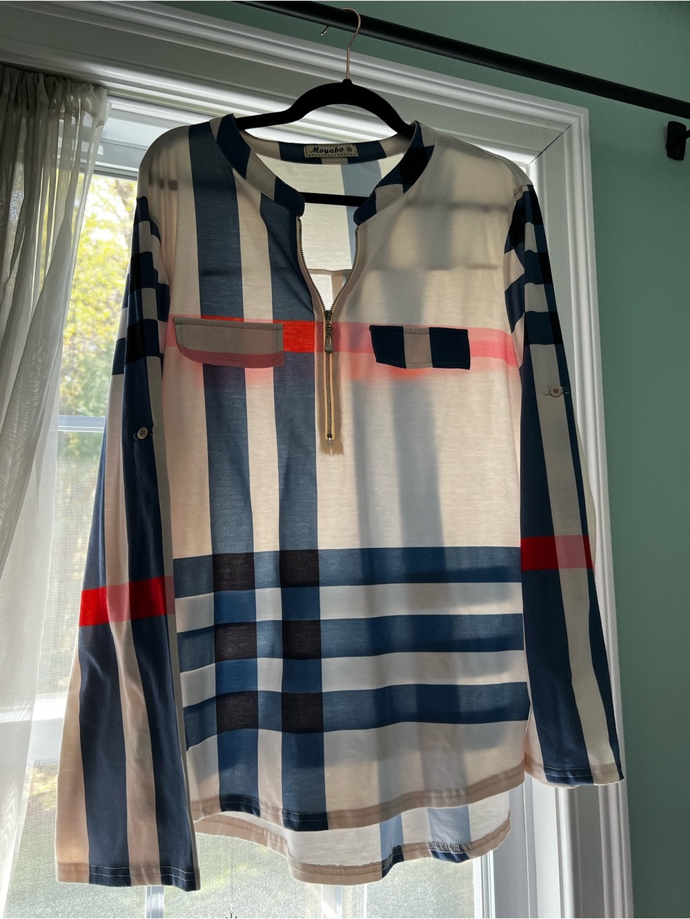 Striped Half-Zip Tunic in‎ Navy, Cream & Red